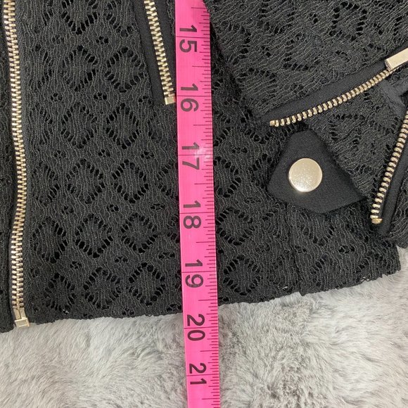 ZARA Mesh Lace Asymmetric Zipper Moto Jacket Black - Picture 7 of 7